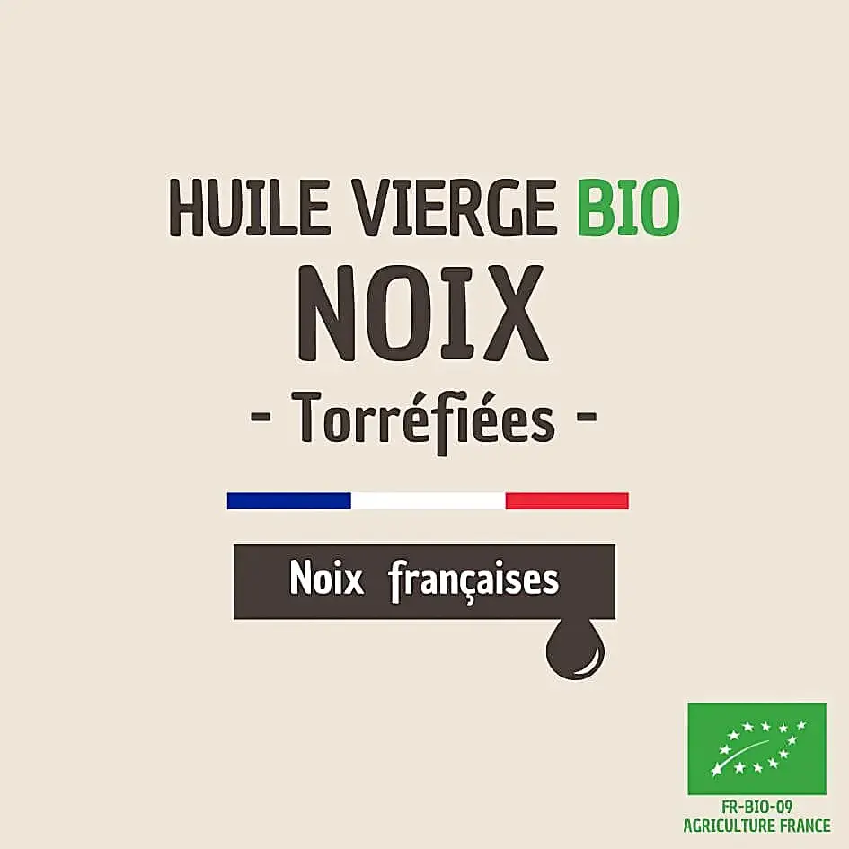 Noix BIO Huile Vierge 250Ml France - Etiquette.webp